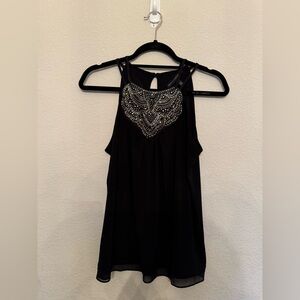 White House Black Market Black Beaded Blouse